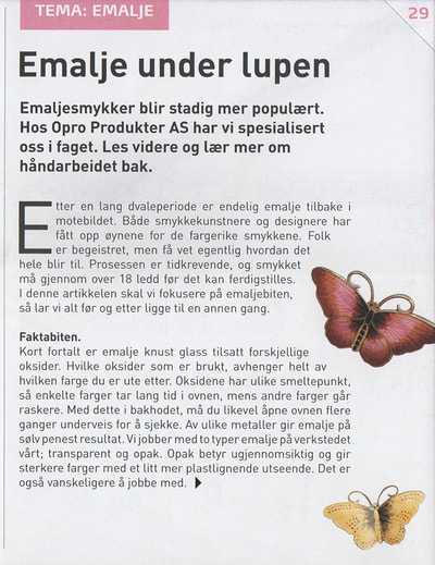 Emalje under lupen, artikkel av og om Opro - norske emaljesmykker